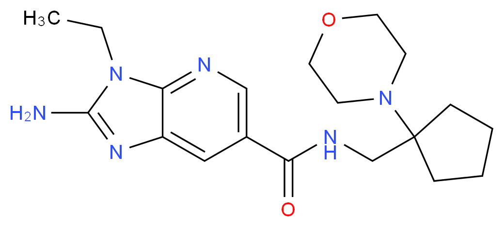 2-amino-3-ethyl-N-[(1-morpholin-4-ylcyclopentyl)methyl]-3H-imidazo[4,5-b]pyridine-6-carboxamide_分子结构_CAS_)