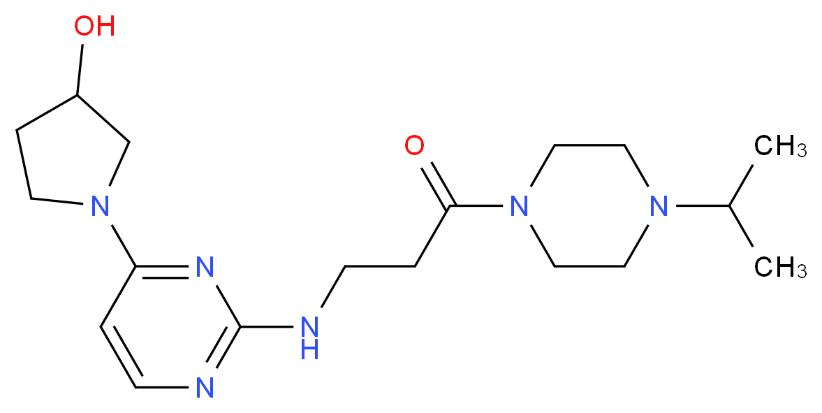 1-(2-{[3-(4-isopropylpiperazin-1-yl)-3-oxopropyl]amino}pyrimidin-4-yl)pyrrolidin-3-ol_分子结构_CAS_)