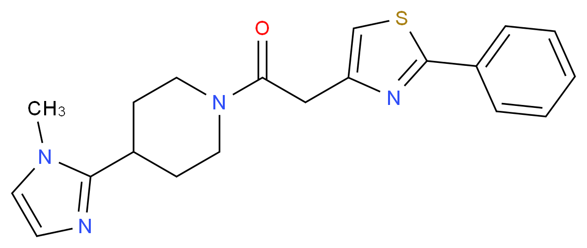 4-(1-methyl-1H-imidazol-2-yl)-1-[(2-phenyl-1,3-thiazol-4-yl)acetyl]piperidine_分子结构_CAS_)