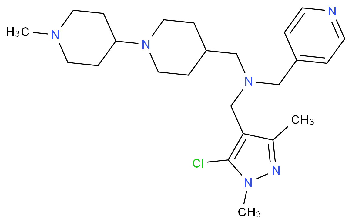1-(5-chloro-1,3-dimethyl-1H-pyrazol-4-yl)-N-[(1'-methyl-1,4'-bipiperidin-4-yl)methyl]-N-(4-pyridinylmethyl)methanamine_分子结构_CAS_)