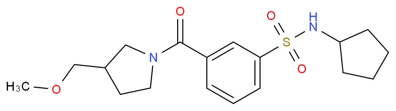 N-cyclopentyl-3-{[3-(methoxymethyl)pyrrolidin-1-yl]carbonyl}benzenesulfonamide_分子结构_CAS_)