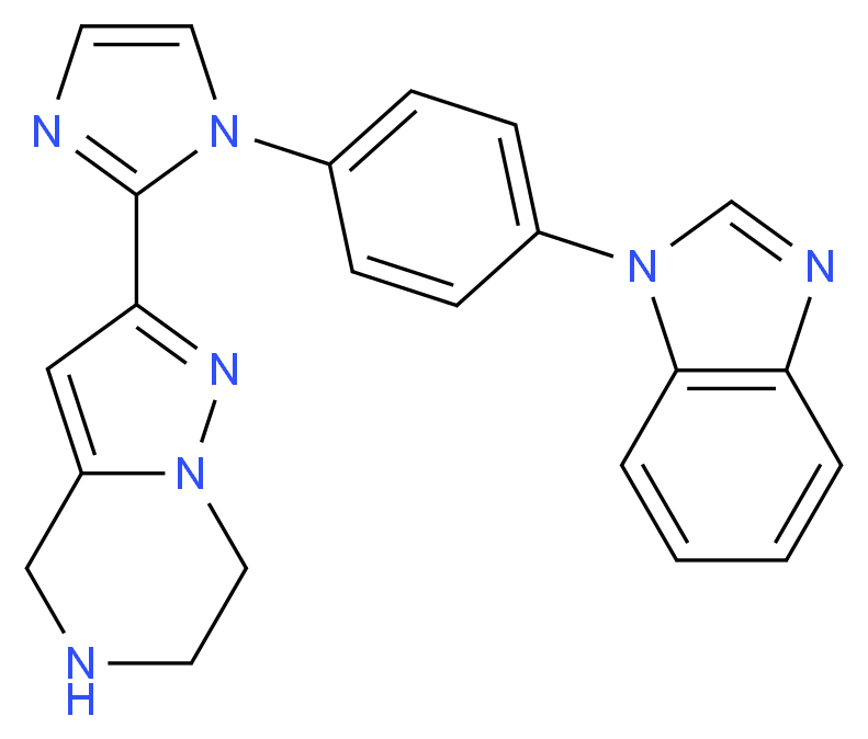 2-{1-[4-(1H-benzimidazol-1-yl)phenyl]-1H-imidazol-2-yl}-4,5,6,7-tetrahydropyrazolo[1,5-a]pyrazine_分子结构_CAS_)