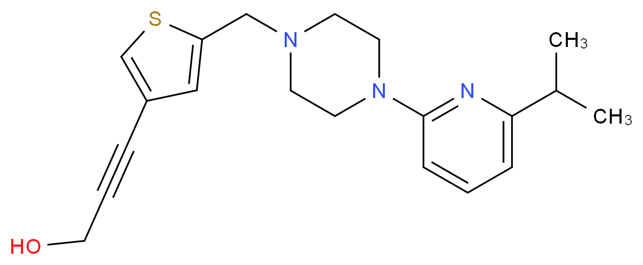 3-(5-{[4-(6-isopropylpyridin-2-yl)piperazin-1-yl]methyl}-3-thienyl)prop-2-yn-1-ol_分子结构_CAS_)