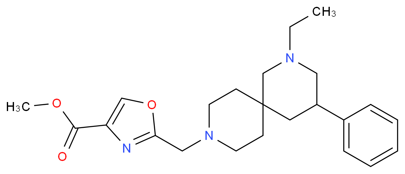 methyl 2-[(2-ethyl-4-phenyl-2,9-diazaspiro[5.5]undec-9-yl)methyl]-1,3-oxazole-4-carboxylate_分子结构_CAS_)