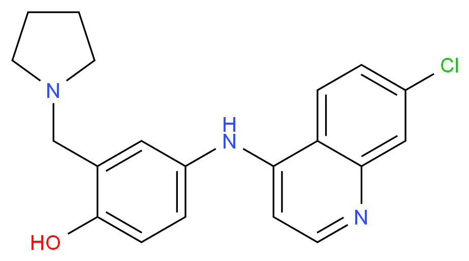 4-[(7-chloroquinolin-4-yl)amino]-2-(pyrrolidin-1-ylmethyl)phenol_分子结构_CAS_550-81-2