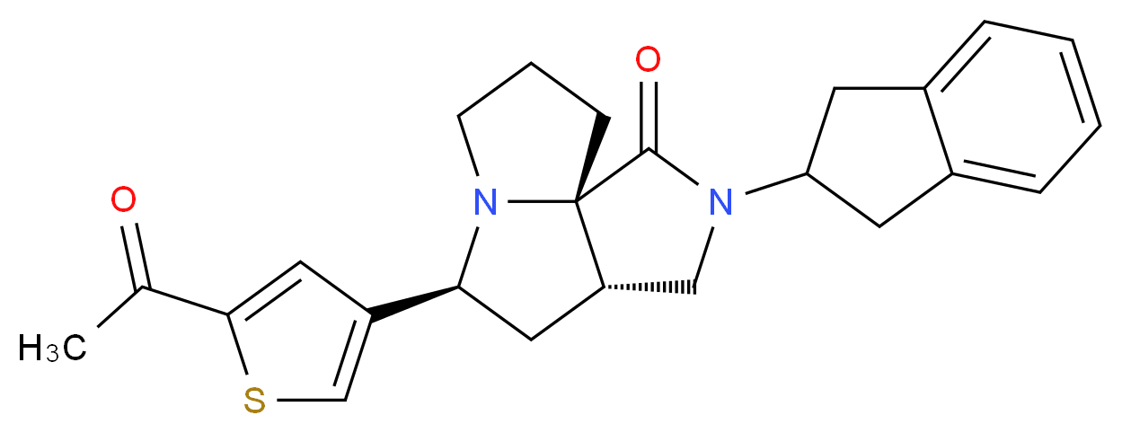 (3aS*,5S*,9aS*)-5-(5-acetyl-3-thienyl)-2-(2,3-dihydro-1H-inden-2-yl)hexahydro-7H-pyrrolo[3,4-g]pyrrolizin-1(2H)-one_分子结构_CAS_)