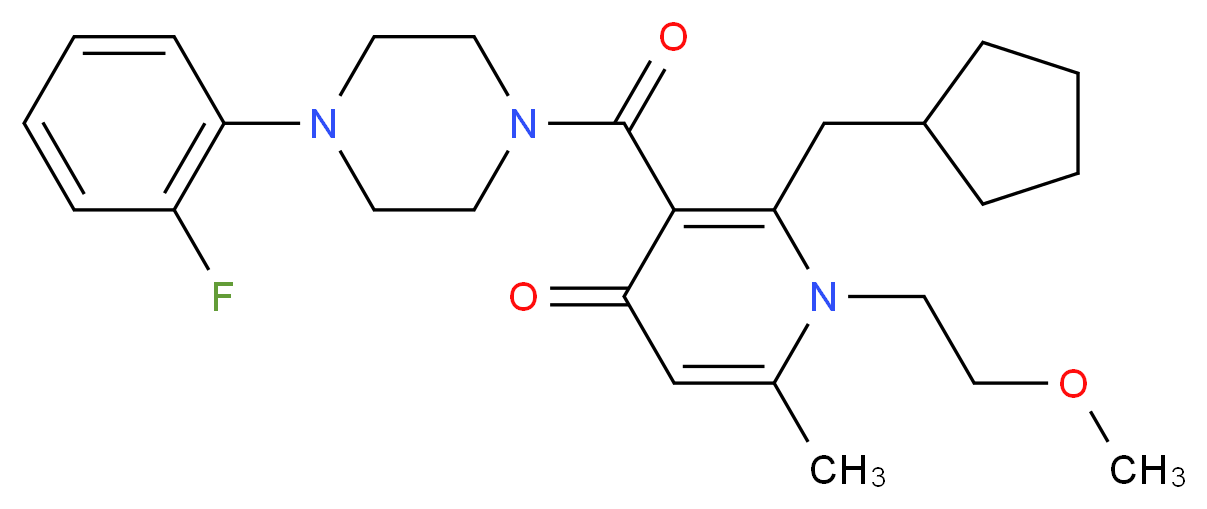 2-(cyclopentylmethyl)-3-{[4-(2-fluorophenyl)-1-piperazinyl]carbonyl}-1-(2-methoxyethyl)-6-methyl-4(1H)-pyridinone_分子结构_CAS_)