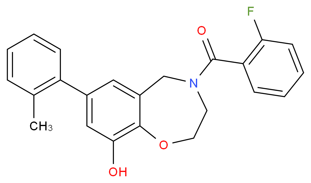 4-(2-fluorobenzoyl)-7-(2-methylphenyl)-2,3,4,5-tetrahydro-1,4-benzoxazepin-9-ol_分子结构_CAS_)