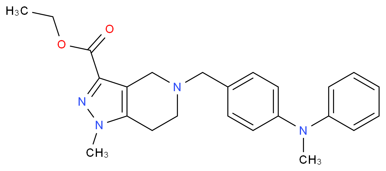 ethyl 1-methyl-5-{4-[methyl(phenyl)amino]benzyl}-4,5,6,7-tetrahydro-1H-pyrazolo[4,3-c]pyridine-3-carboxylate_分子结构_CAS_)