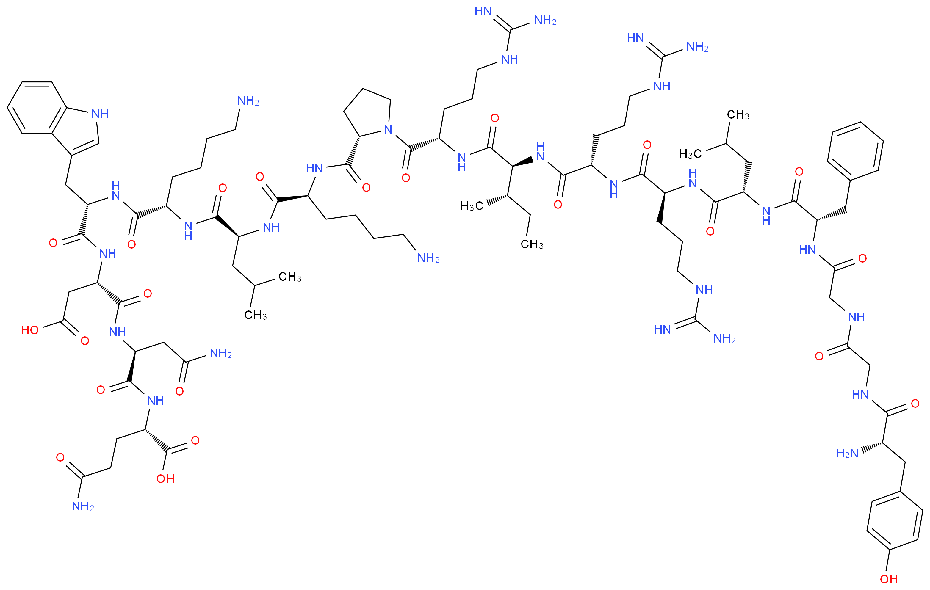 (2S)-2-[(2S)-2-[(2S)-2-[(2S)-2-[(2S)-6-amino-2-[(2S)-2-[(2S)-6-amino-2-{[(2S)-1-[(2S)-2-[(2S,3S)-2-[(2S)-2-[(2S)-2-[(2S)-2-[(2S)-2-(2-{2-[(2S)-2-amino-3-(4-hydroxyphenyl)propanamido]acetamido}acetamido)-3-phenylpropanamido]-4-methylpentanamido]-5-carbamimidamidopentanamido]-5-carbamimidamidopentanamido]-3-methylpentanamido]-5-carbamimidamidopentanoyl]pyrrolidin-2-yl]formamido}hexanamido]-4-methylpentanamido]hexanamido]-3-(1H-indol-3-yl)propanamido]-3-carboxypropanamido]-3-carbamoylpropanamido]-4-carbamoylbutanoic acid_分子结构_CAS_80448-90-4