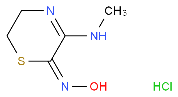 (2E)-2-(hydroxyimino)-N-methyl-5,6-dihydro-2H-1,4-thiazin-3-amine hydrochloride_分子结构_CAS_112233-23-5