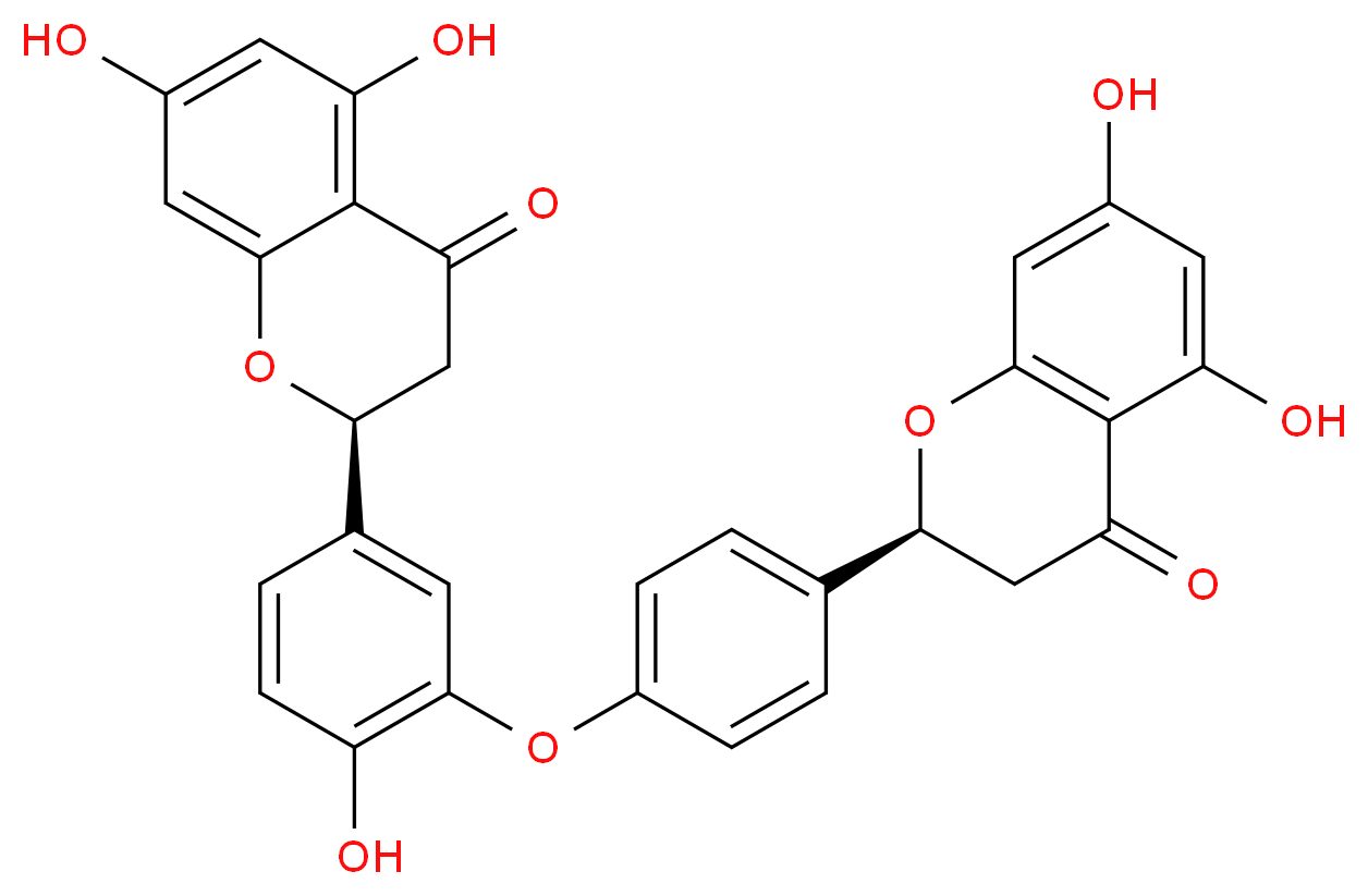 (2S)-2-(3-{4-[(2S)-5,7-dihydroxy-4-oxo-3,4-dihydro-2H-1-benzopyran-2-yl]phenoxy}-4-hydroxyphenyl)-5,7-dihydroxy-3,4-dihydro-2H-1-benzopyran-4-one_分子结构_CAS_678138-59-5