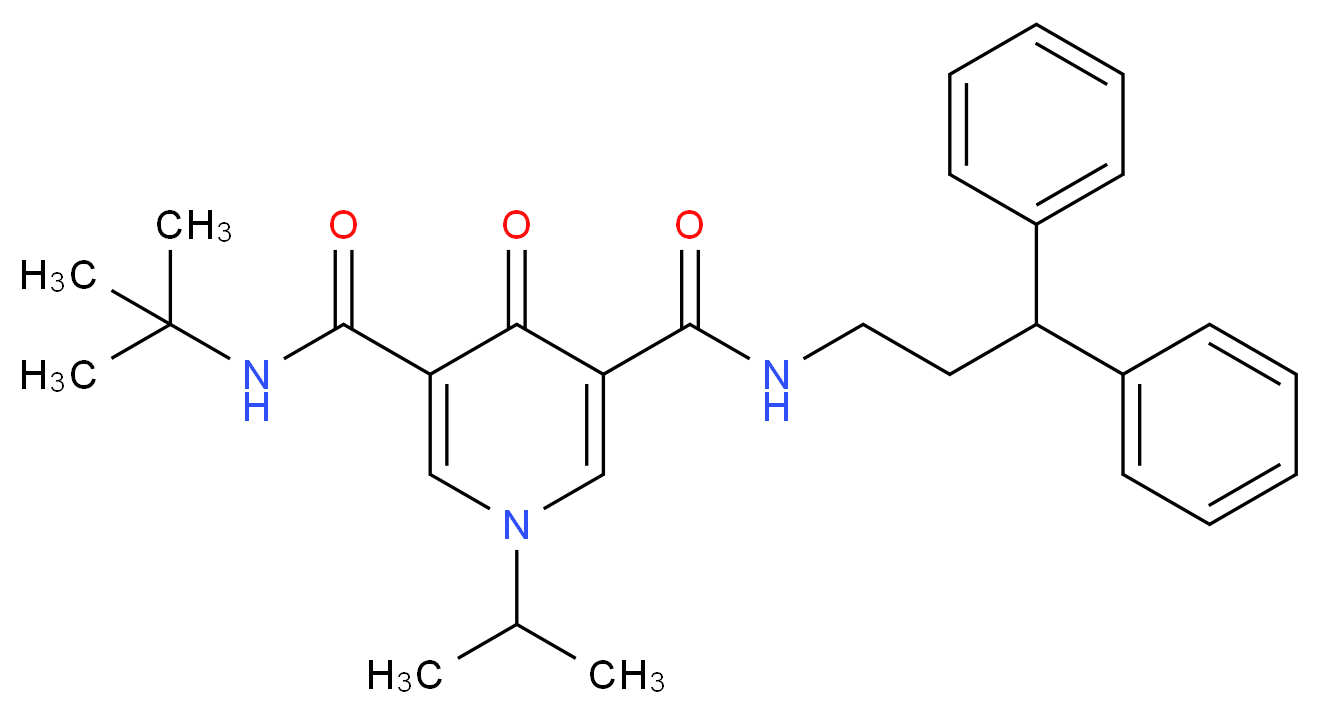 N-(tert-butyl)-N'-(3,3-diphenylpropyl)-1-isopropyl-4-oxo-1,4-dihydro-3,5-pyridinedicarboxamide_分子结构_CAS_)