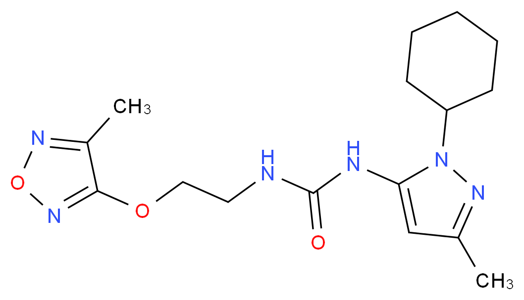 N-(1-cyclohexyl-3-methyl-1H-pyrazol-5-yl)-N'-{2-[(4-methyl-1,2,5-oxadiazol-3-yl)oxy]ethyl}urea_分子结构_CAS_)