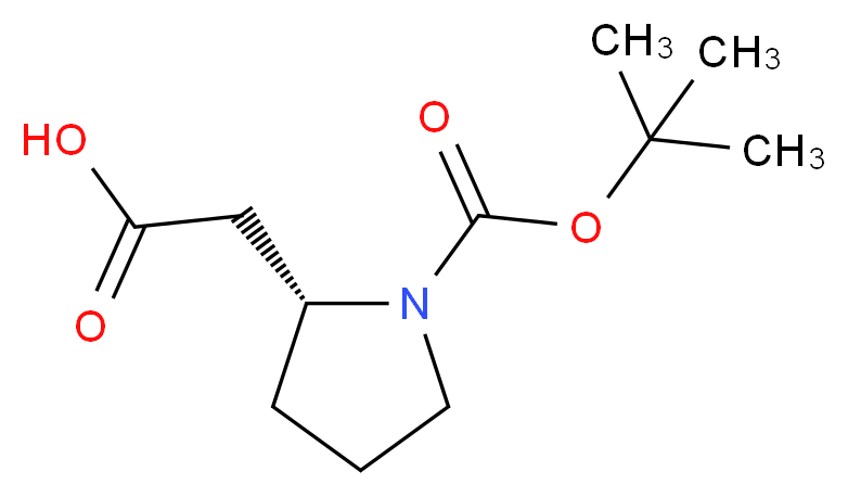 2-[(2R)-1-[(tert-butoxy)carbonyl]pyrrolidin-2-yl]acetic acid_分子结构_CAS_101555-60-6