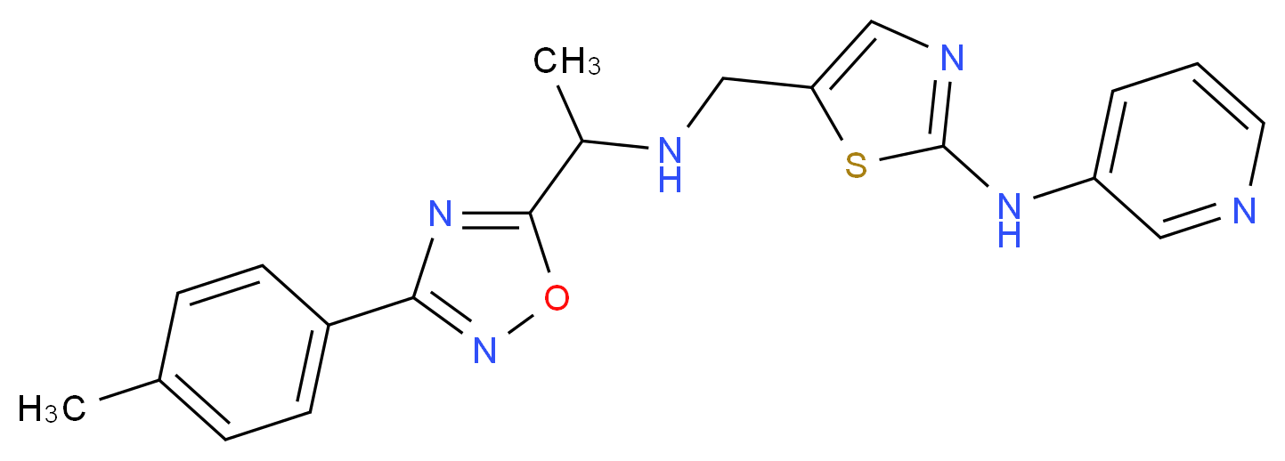 N-{5-[({1-[3-(4-methylphenyl)-1,2,4-oxadiazol-5-yl]ethyl}amino)methyl]-1,3-thiazol-2-yl}pyridin-3-amine_分子结构_CAS_)