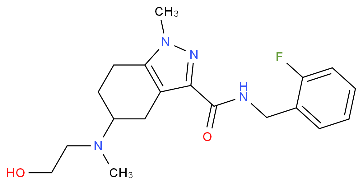 N-(2-fluorobenzyl)-5-[(2-hydroxyethyl)(methyl)amino]-1-methyl-4,5,6,7-tetrahydro-1H-indazole-3-carboxamide_分子结构_CAS_)