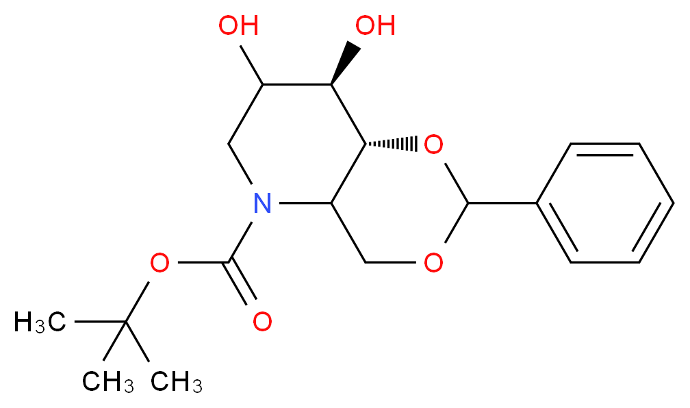 4,6-O-Benzylidene-N-(tert-butoxycarbonyl)-1,5-imino-D-glucitol_分子结构_CAS_133697-16-2)