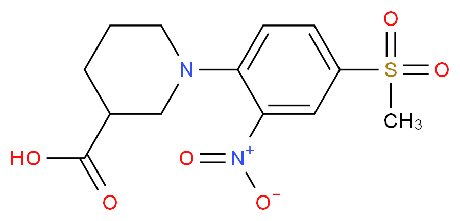 1-[4-(Methylsulphonyl)-2-nitrophenyl]piperidine-3-carboxylic acid_分子结构_CAS_)