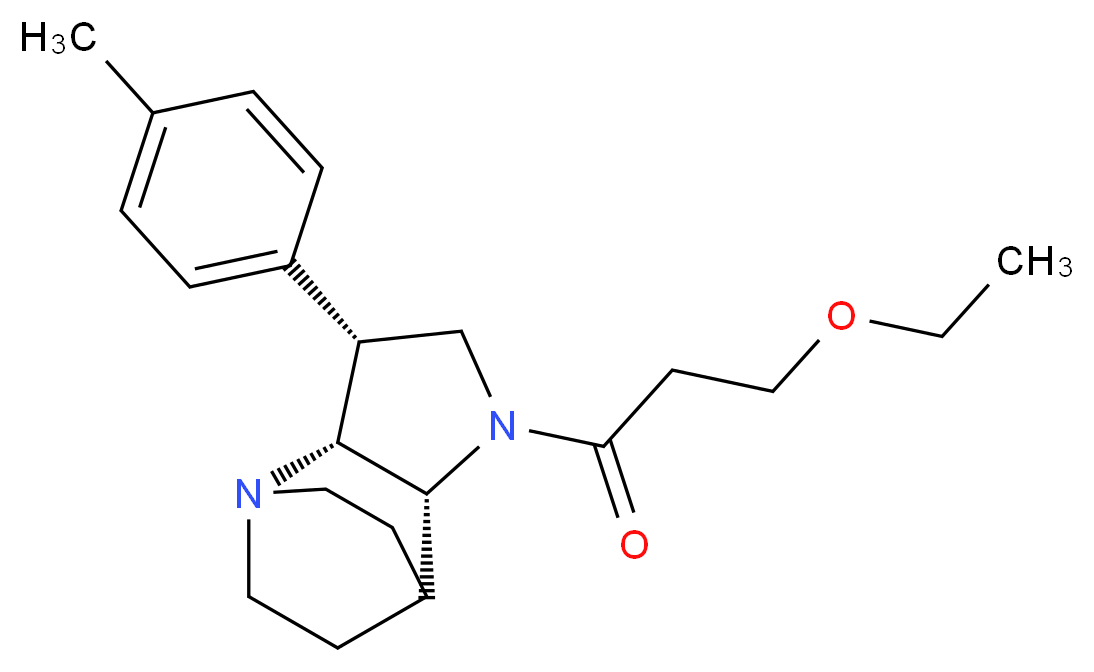 (3R*,3aR*,7aR*)-1-(3-ethoxypropanoyl)-3-(4-methylphenyl)octahydro-4,7-ethanopyrrolo[3,2-b]pyridine_分子结构_CAS_)