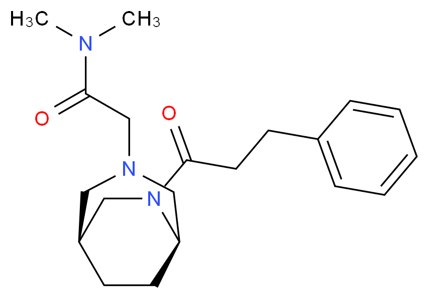 N,N-dimethyl-2-[(1S*,5R*)-6-(3-phenylpropanoyl)-3,6-diazabicyclo[3.2.2]non-3-yl]acetamide_分子结构_CAS_)
