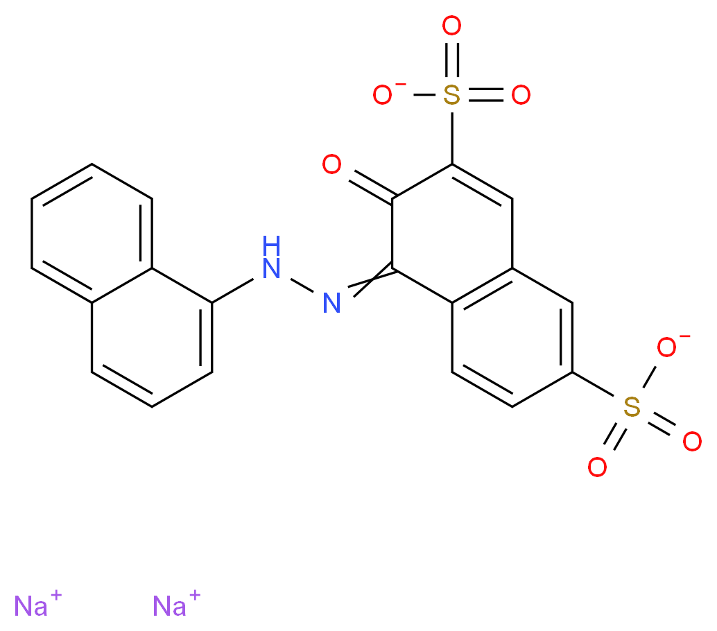 disodium 4-[2-(naphthalen-1-yl)hydrazin-1-ylidene]-3-oxo-3,4-dihydronaphthalene-2,7-disulfonate_分子结构_CAS_5858-33-3