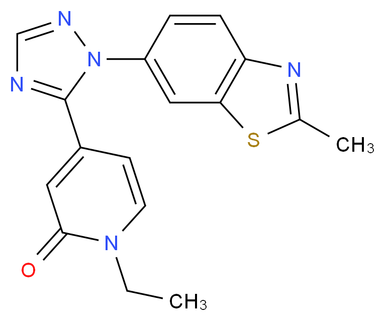 1-ethyl-4-[1-(2-methyl-1,3-benzothiazol-6-yl)-1H-1,2,4-triazol-5-yl]pyridin-2(1H)-one_分子结构_CAS_)