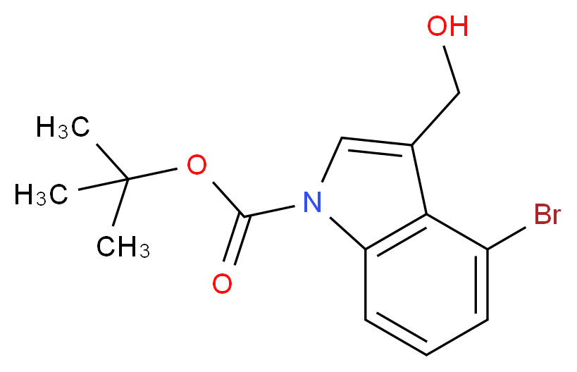 1-Boc-4-Bromo-3-hydroxymethylindole_分子结构_CAS_914349-05-6)