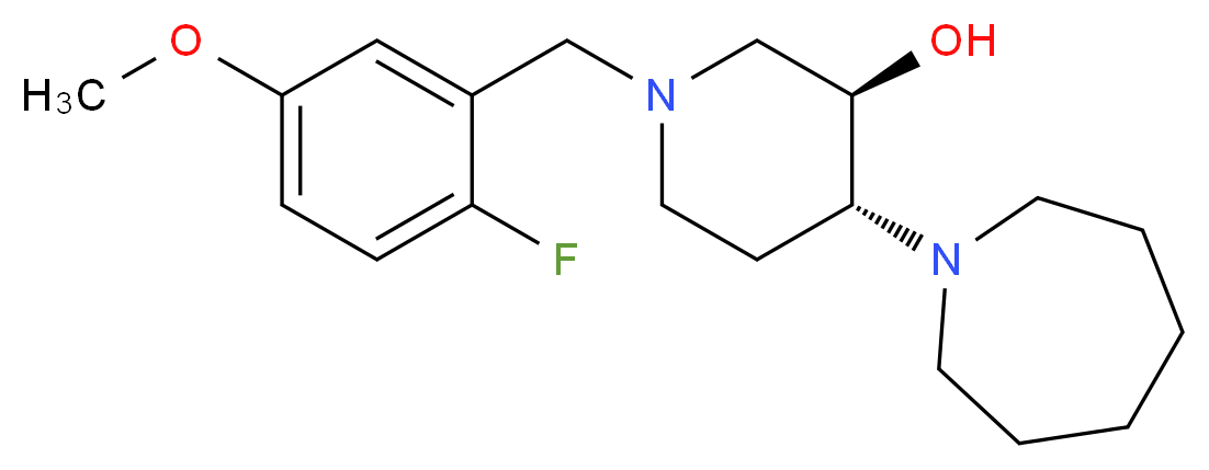 (3R*,4R*)-4-(1-azepanyl)-1-(2-fluoro-5-methoxybenzyl)-3-piperidinol_分子结构_CAS_)
