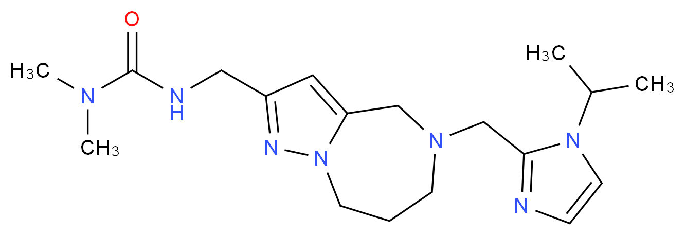 N'-({5-[(1-isopropyl-1H-imidazol-2-yl)methyl]-5,6,7,8-tetrahydro-4H-pyrazolo[1,5-a][1,4]diazepin-2-yl}methyl)-N,N-dimethylurea_分子结构_CAS_)