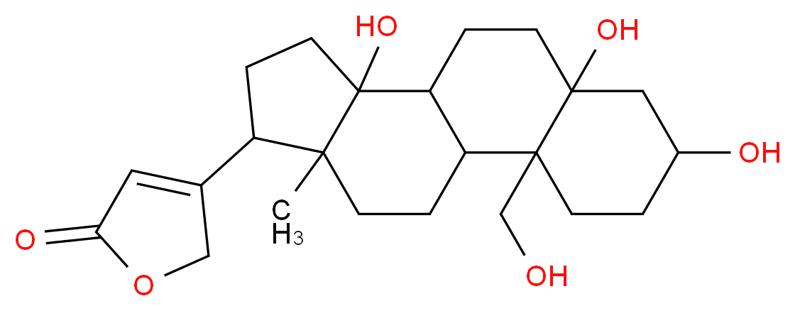 4-[5,7,11-trihydroxy-2-(hydroxymethyl)-15-methyltetracyclo[8.7.0.0<sup>2</sup>,<sup>7</sup>.0<sup>1</sup><sup>1</sup>,<sup>1</sup><sup>5</sup>]heptadecan-14-yl]-2,5-dihydrofuran-2-one_分子结构_CAS_560-54-3