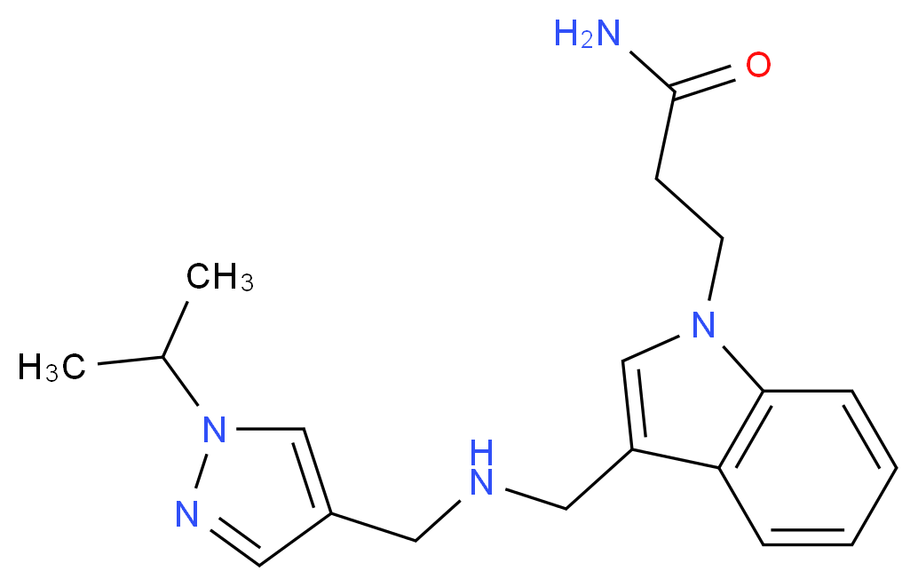 3-[3-({[(1-isopropyl-1H-pyrazol-4-yl)methyl]amino}methyl)-1H-indol-1-yl]propanamide_分子结构_CAS_)
