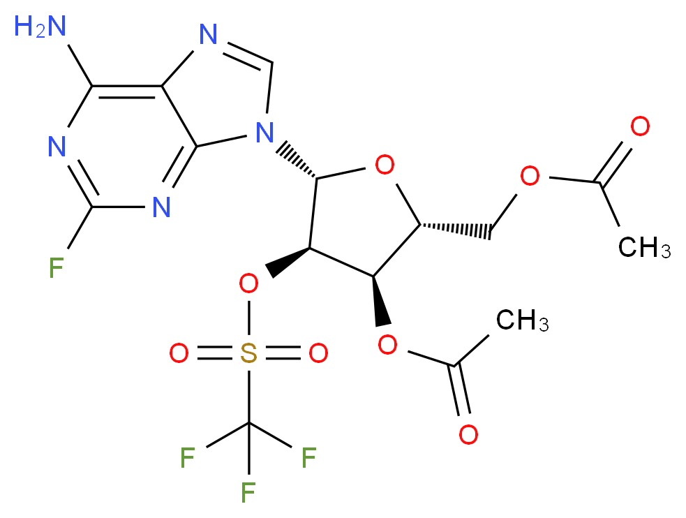 [(2R,3R,4R,5R)-3-(acetyloxy)-5-(6-amino-2-fluoro-9H-purin-9-yl)-4-(trifluoromethanesulfonyloxy)oxolan-2-yl]methyl acetate_分子结构_CAS_161109-76-8