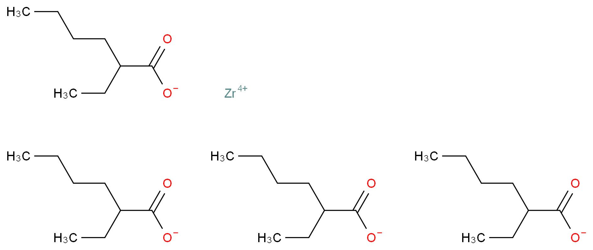 zirconium(4+) ion tetrakis(2-ethylhexanoate)_分子结构_CAS_2233-42-3