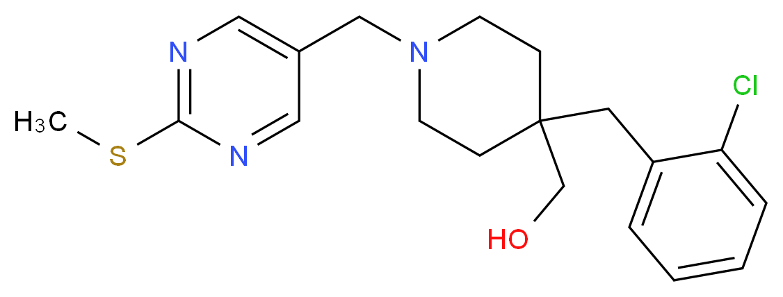 (4-(2-chlorobenzyl)-1-{[2-(methylthio)-5-pyrimidinyl]methyl}-4-piperidinyl)methanol_分子结构_CAS_)