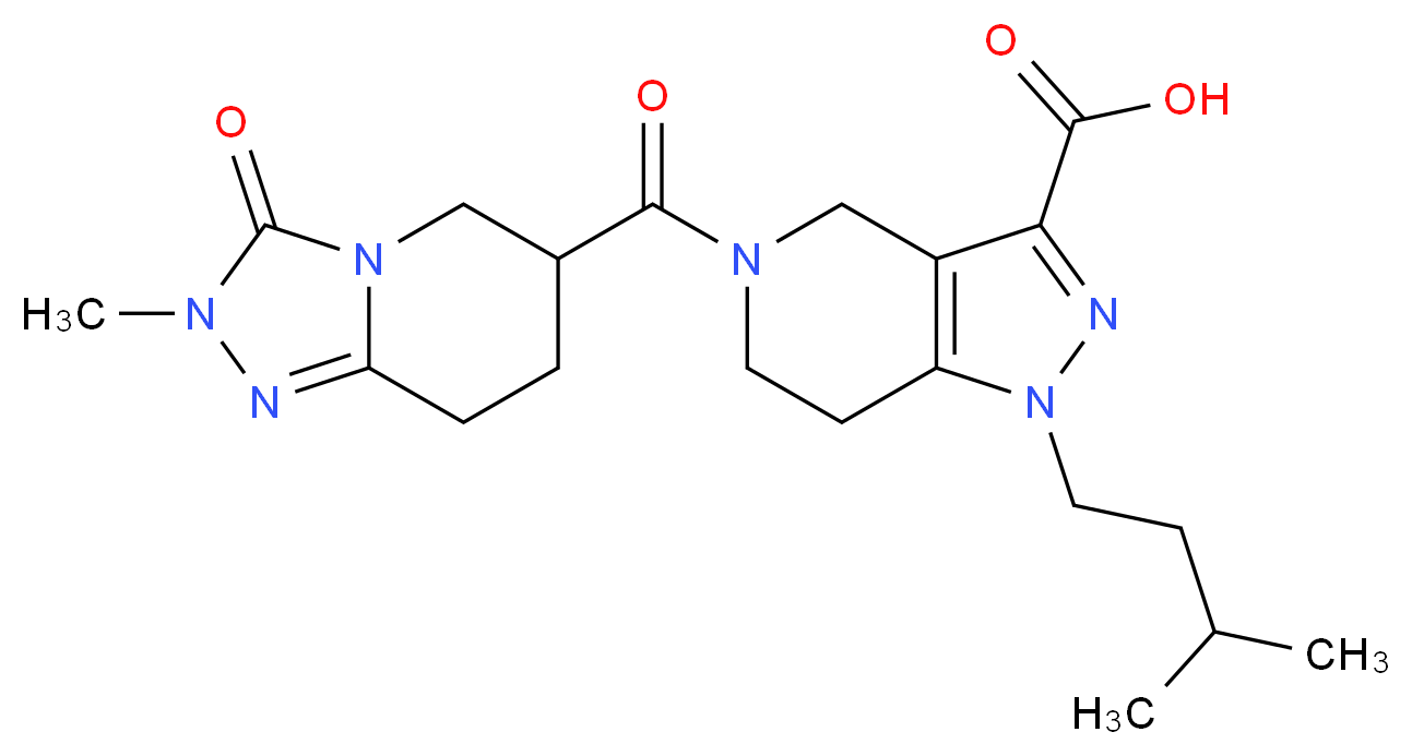 1-(3-methylbutyl)-5-[(2-methyl-3-oxo-2,3,5,6,7,8-hexahydro[1,2,4]triazolo[4,3-a]pyridin-6-yl)carbonyl]-4,5,6,7-tetrahydro-1H-pyrazolo[4,3-c]pyridine-3-carboxylic acid_分子结构_CAS_)