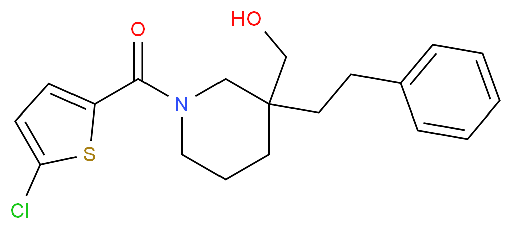 [1-[(5-chloro-2-thienyl)carbonyl]-3-(2-phenylethyl)-3-piperidinyl]methanol_分子结构_CAS_)