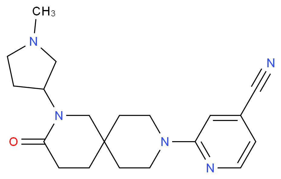 2-[2-(1-methylpyrrolidin-3-yl)-3-oxo-2,9-diazaspiro[5.5]undec-9-yl]isonicotinonitrile_分子结构_CAS_)