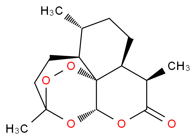 (4S,5R,8S,9R,12S,13R)-1,5,9-trimethyl-11,14,15,16-tetraoxatetracyclo[10.3.1.0<sup>4</sup>,<sup>1</sup><sup>3</sup>.0<sup>8</sup>,<sup>1</sup><sup>3</sup>]hexadecan-10-one_分子结构_CAS_63968-64-9