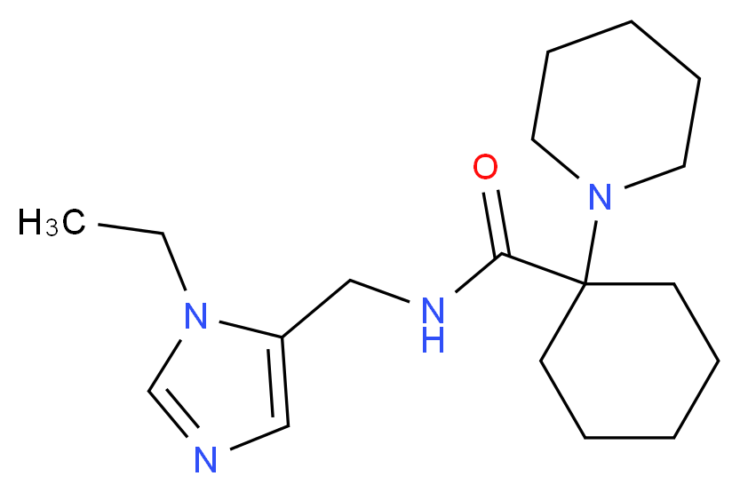 N-[(1-ethyl-1H-imidazol-5-yl)methyl]-1-piperidin-1-ylcyclohexanecarboxamide_分子结构_CAS_)