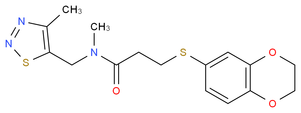 3-(2,3-dihydro-1,4-benzodioxin-6-ylthio)-N-methyl-N-[(4-methyl-1,2,3-thiadiazol-5-yl)methyl]propanamide_分子结构_CAS_)