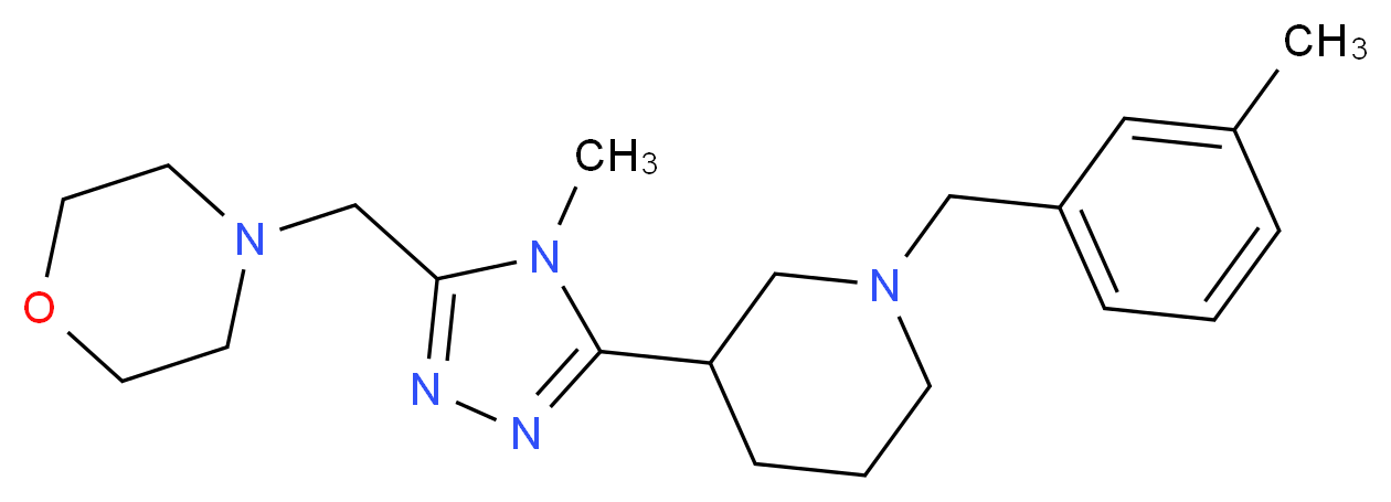 4-({4-methyl-5-[1-(3-methylbenzyl)piperidin-3-yl]-4H-1,2,4-triazol-3-yl}methyl)morpholine_分子结构_CAS_)