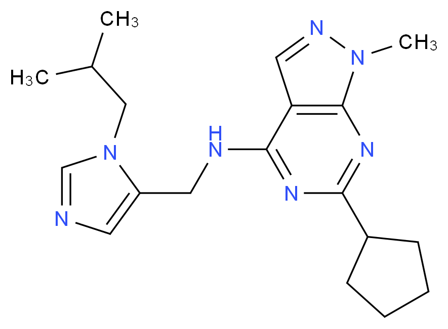 6-cyclopentyl-N-[(1-isobutyl-1H-imidazol-5-yl)methyl]-1-methyl-1H-pyrazolo[3,4-d]pyrimidin-4-amine_分子结构_CAS_)