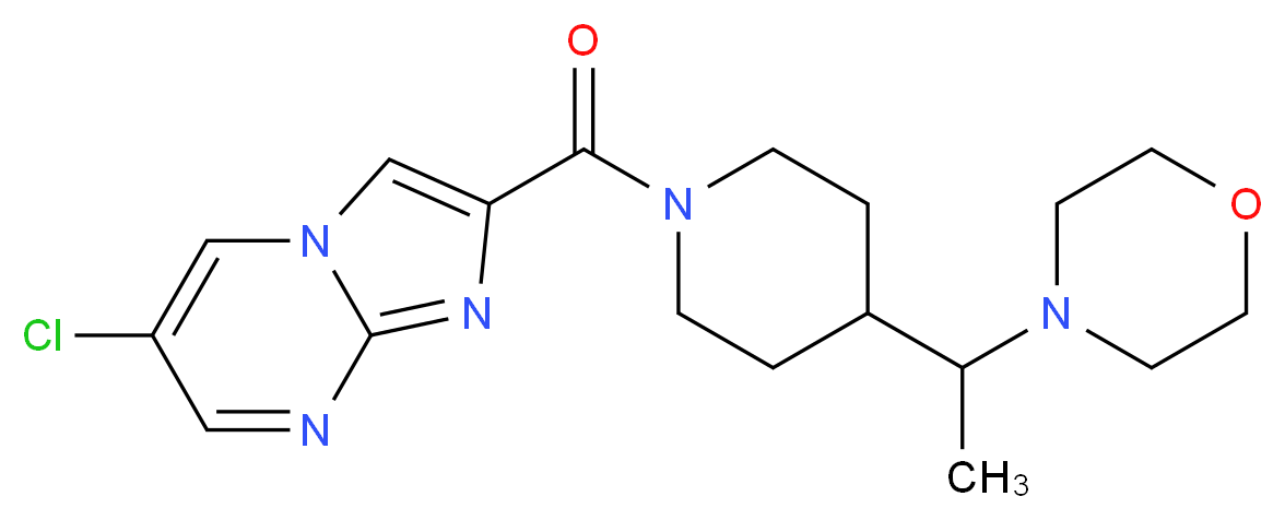 6-chloro-2-({4-[1-(4-morpholinyl)ethyl]-1-piperidinyl}carbonyl)imidazo[1,2-a]pyrimidine_分子结构_CAS_)