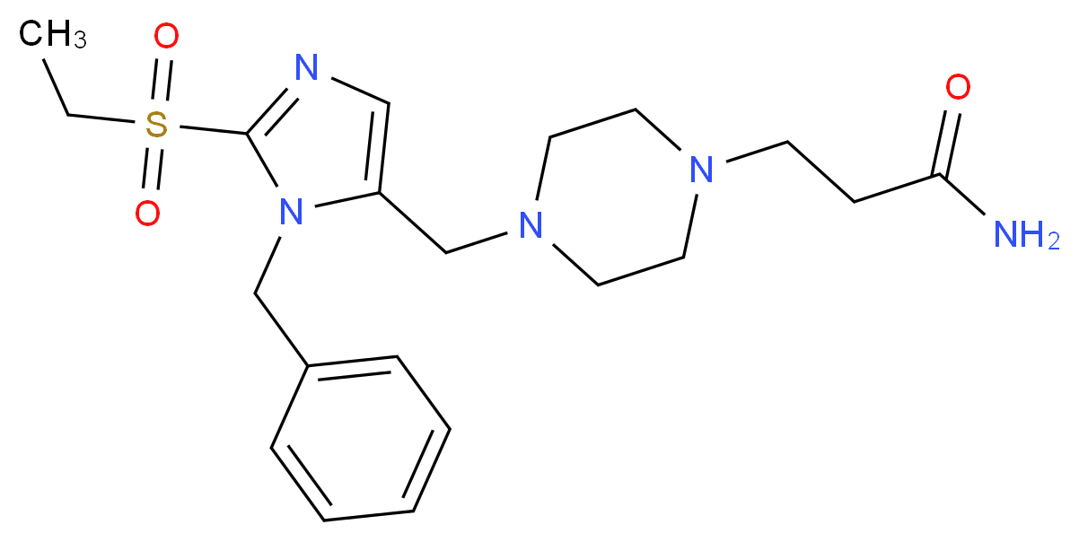 3-(4-{[1-benzyl-2-(ethylsulfonyl)-1H-imidazol-5-yl]methyl}-1-piperazinyl)propanamide_分子结构_CAS_)