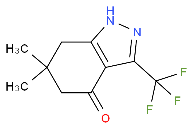 6,6-dimethyl-3-(trifluoromethyl)-4,5,6,7-tetrahydro-1H-indazol-4-one_分子结构_CAS_908111-34-2