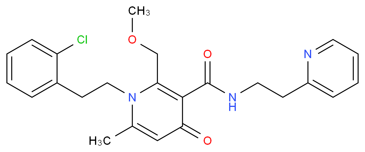1-[2-(2-chlorophenyl)ethyl]-2-(methoxymethyl)-6-methyl-4-oxo-N-[2-(2-pyridinyl)ethyl]-1,4-dihydro-3-pyridinecarboxamide_分子结构_CAS_)