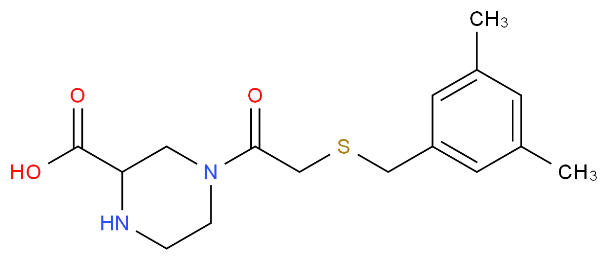 4-{[(3,5-dimethylbenzyl)thio]acetyl}piperazine-2-carboxylic acid_分子结构_CAS_)