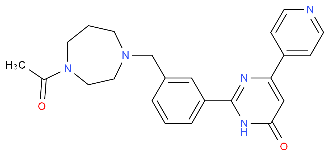 2-{3-[(4-acetyl-1,4-diazepan-1-yl)methyl]phenyl}-6-pyridin-4-ylpyrimidin-4(3H)-one_分子结构_CAS_)