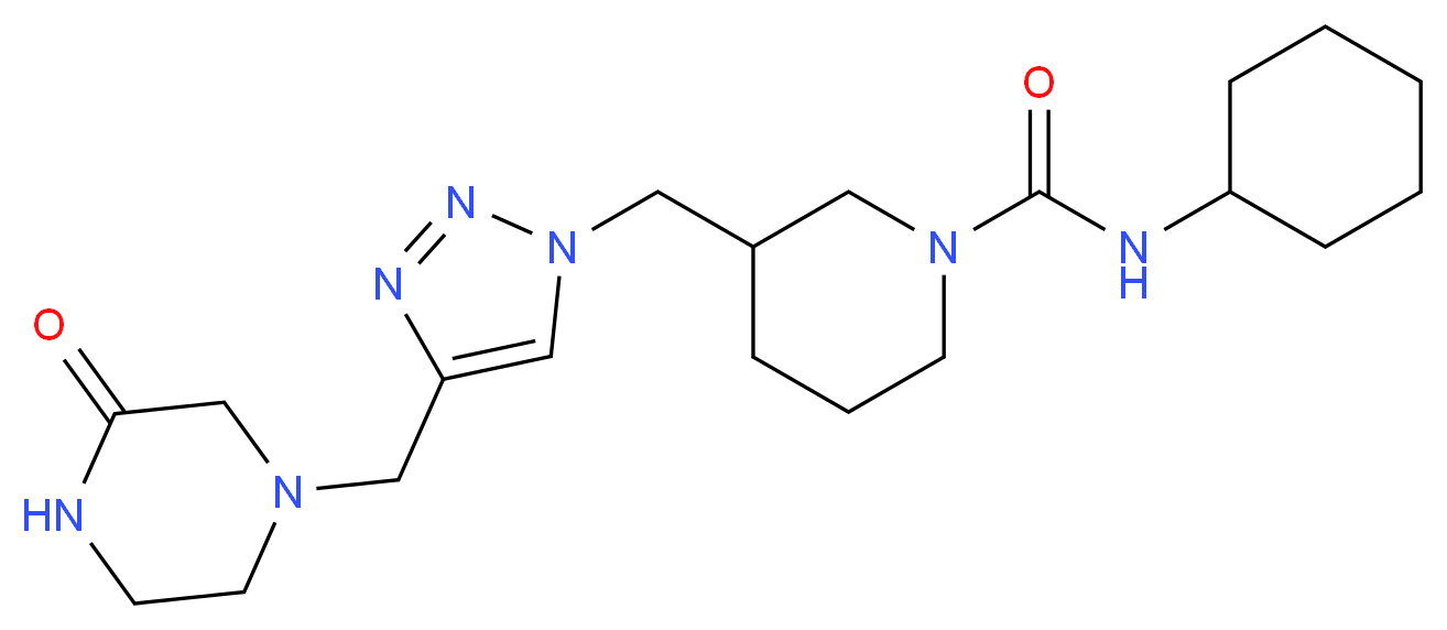 N-cyclohexyl-3-({4-[(3-oxopiperazin-1-yl)methyl]-1H-1,2,3-triazol-1-yl}methyl)piperidine-1-carboxamide_分子结构_CAS_)